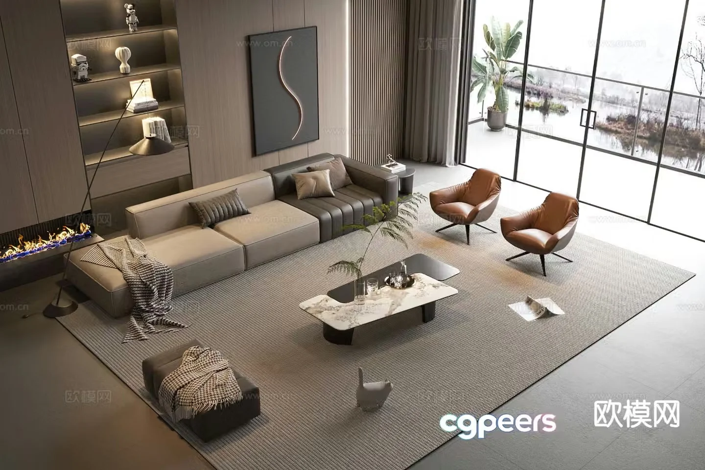 Italian sectional sofa 3d model