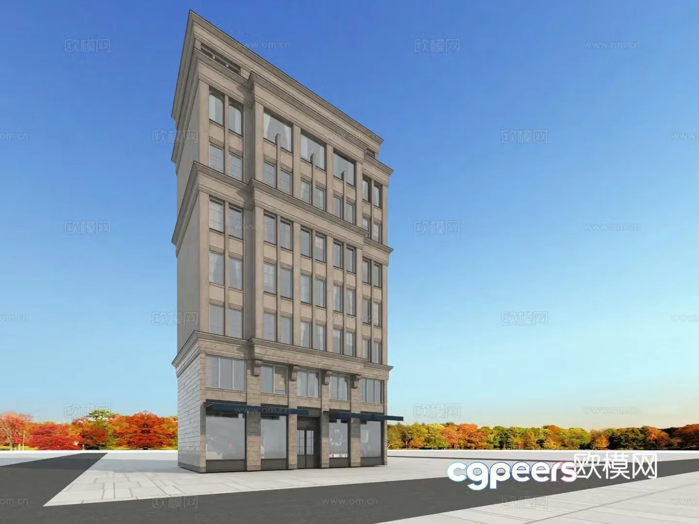 Building appearance European-style building 3d model