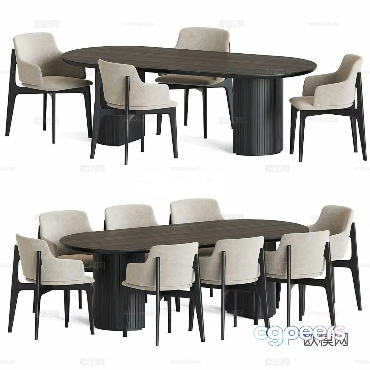 Modern dining table dining chair 3d model