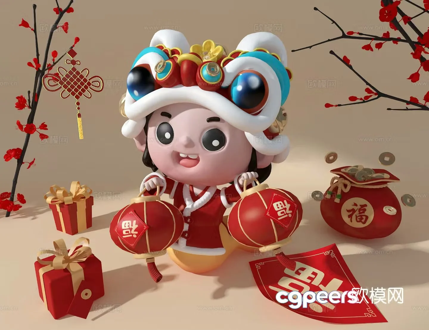 New Year’s display cartoon display Spring Festival display 3d model