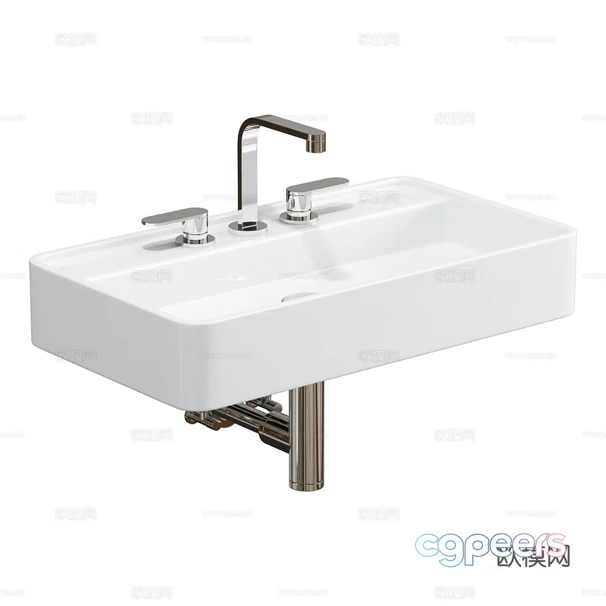 Modern ceramic washbasin 3d model