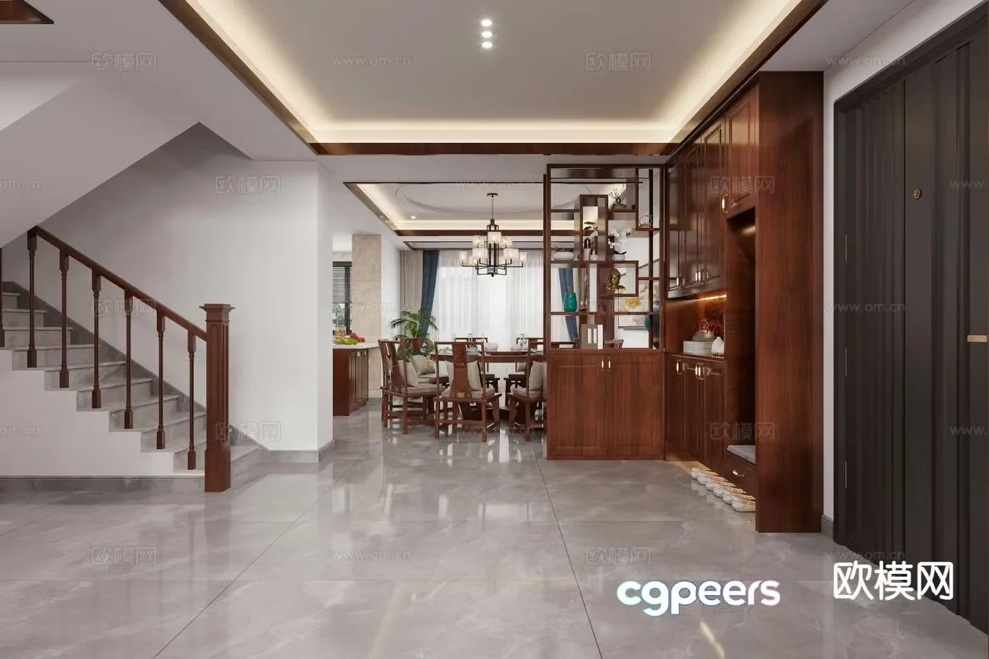 New Chinese style pick air passenger restaurant 3d model