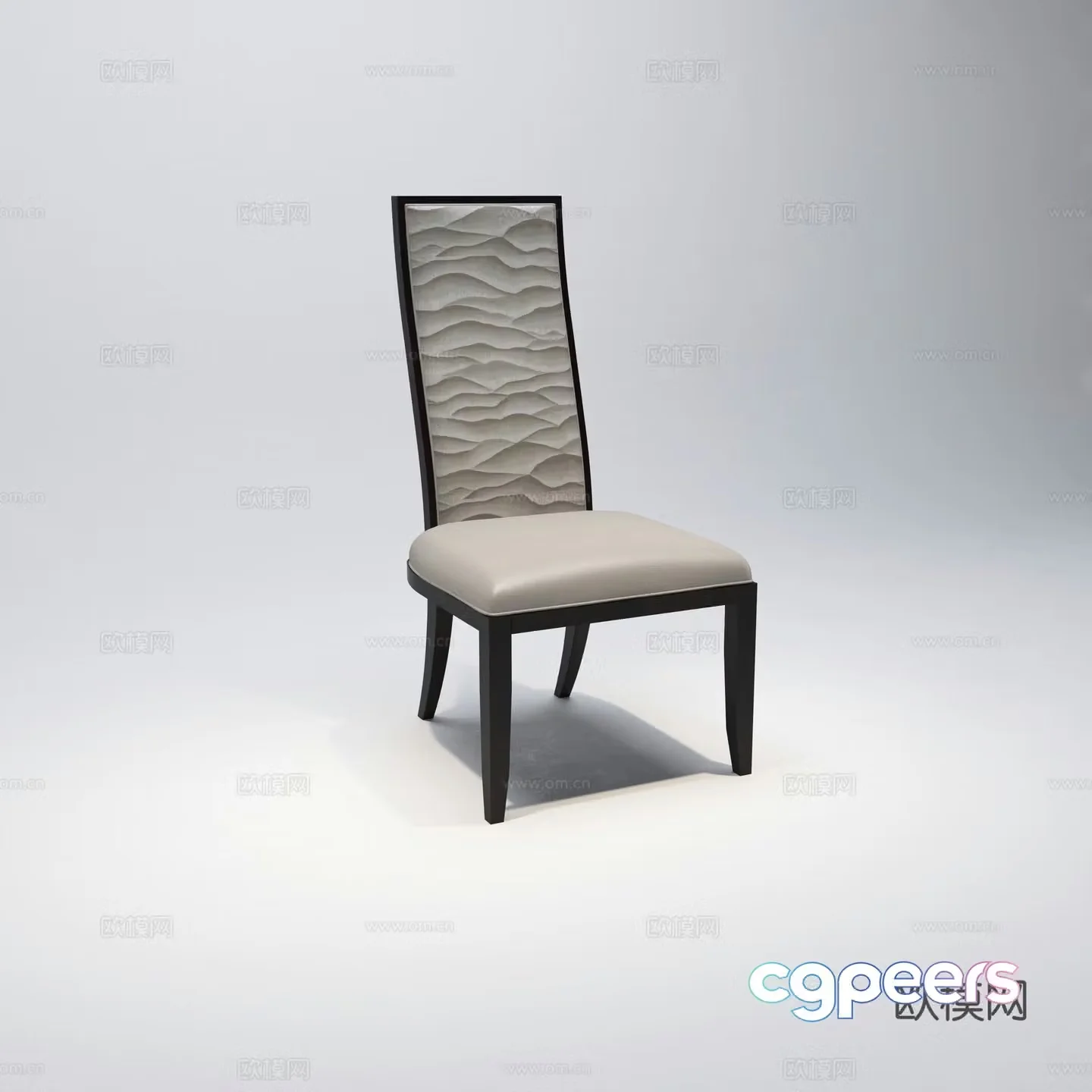 New Chinese single chair high -back chair dining chair 3D model