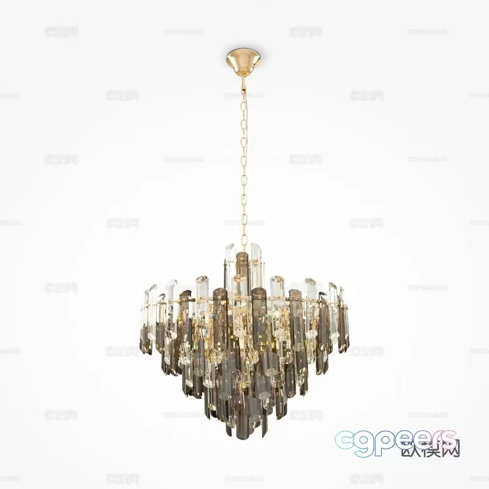 Modern light luxury crystal chandeliers 3D model