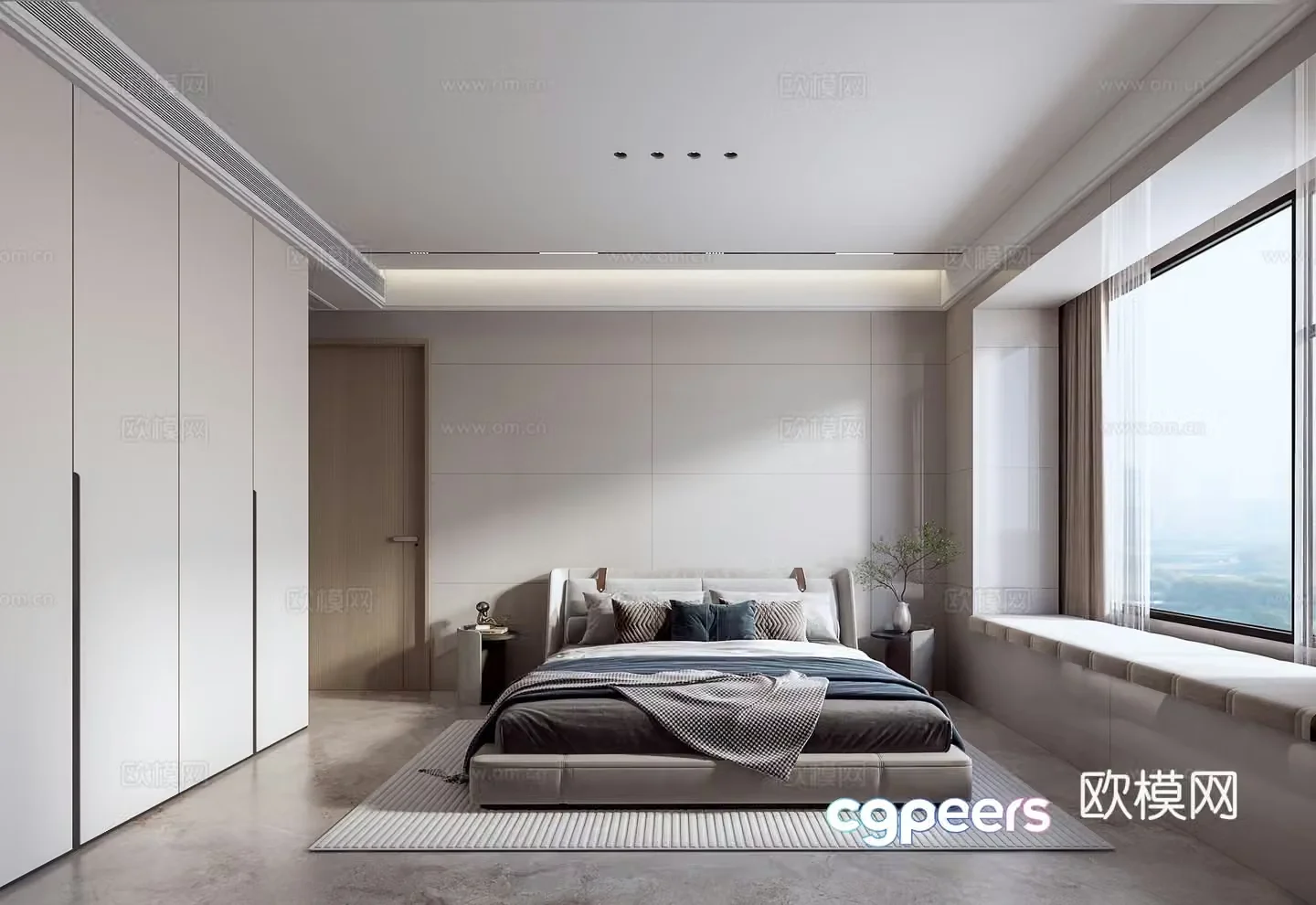 Modern large bay window bedroom second bedroom 3D model