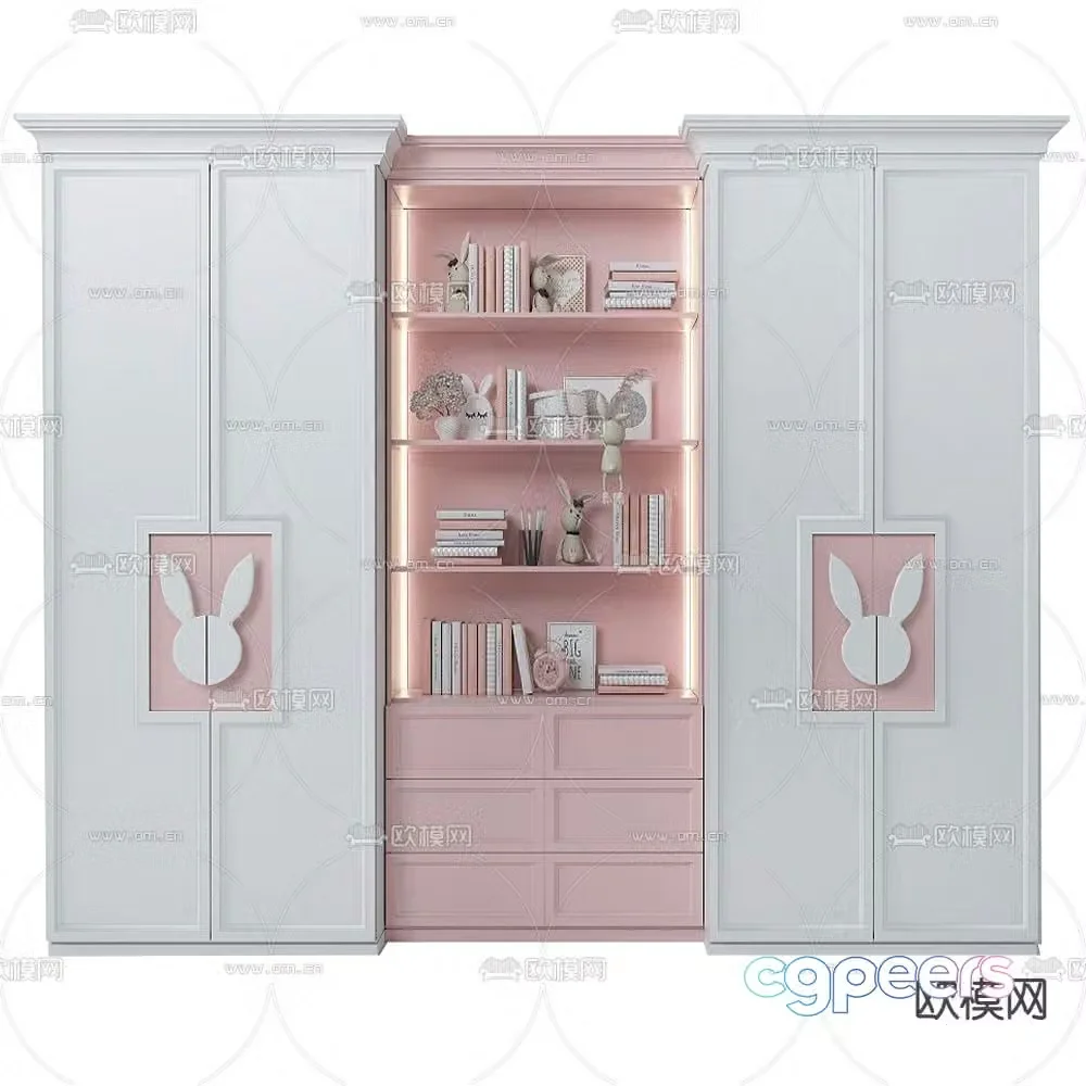 Modern children’s wardrobe bookcase 3d model