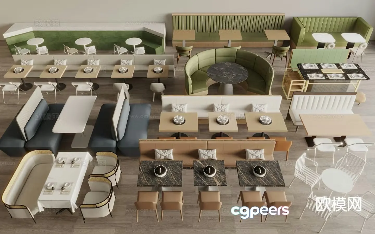 Modern booth dining table and chairs 3d model