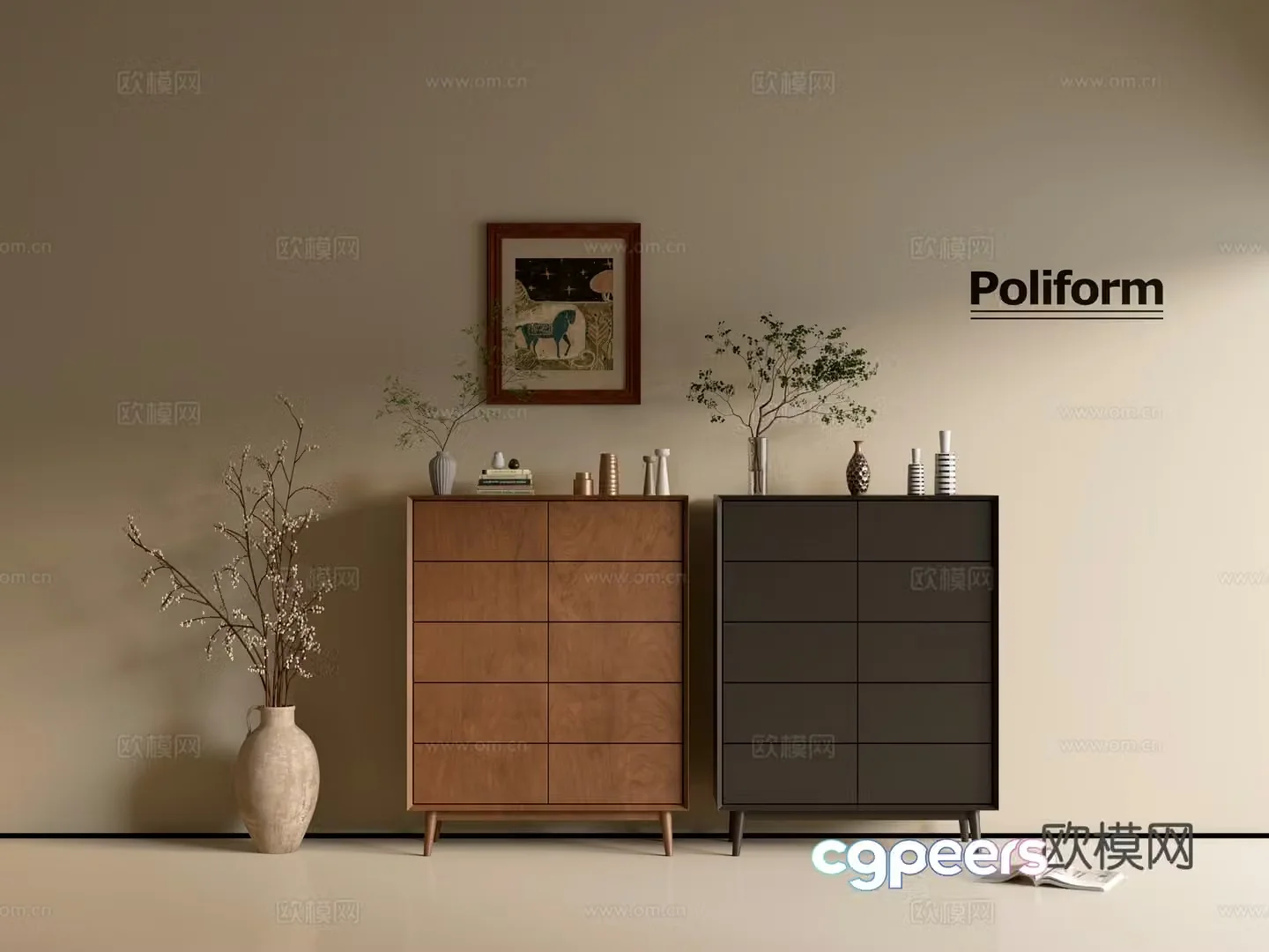 Modern wood grain cabinet ins wind minimalist wind cabinet whole cabinet sideboard balcony cabinet storage 3D model