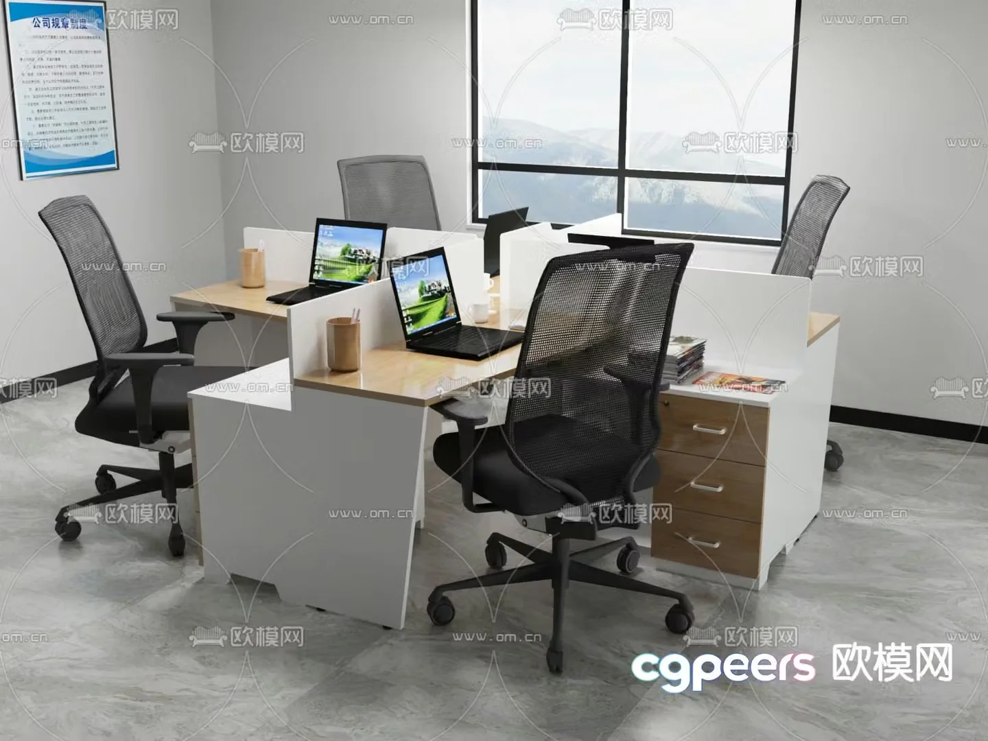 Card space desk workstation 3D model
