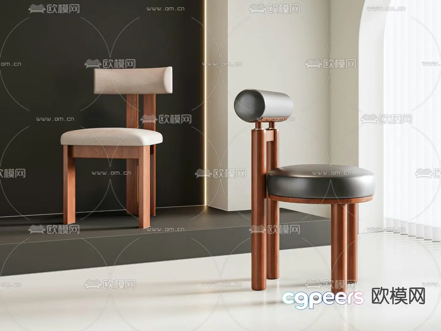 Medieval style chair dining chair 3d model