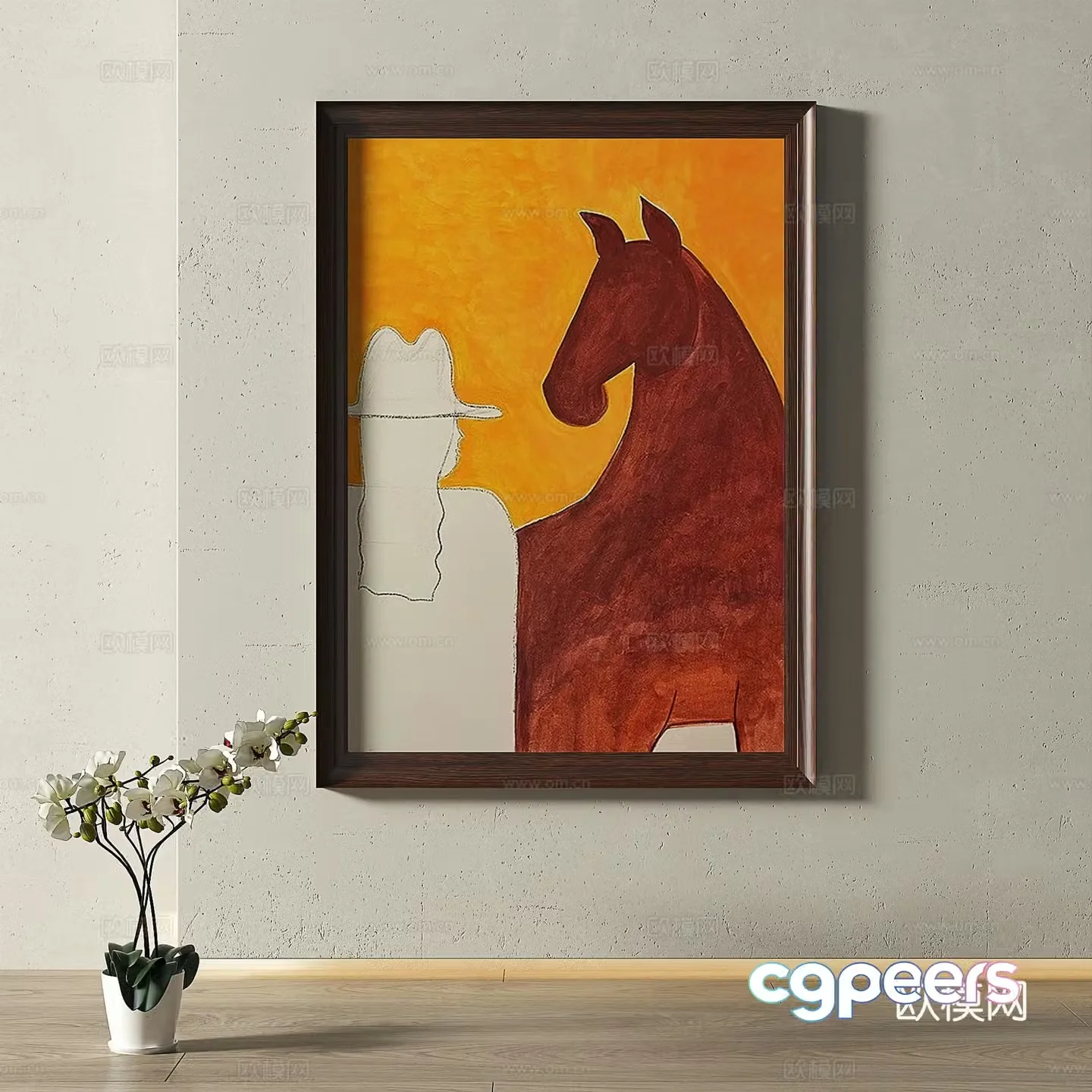 Retro medieval French modern light luxury simple decorative painting 3d model