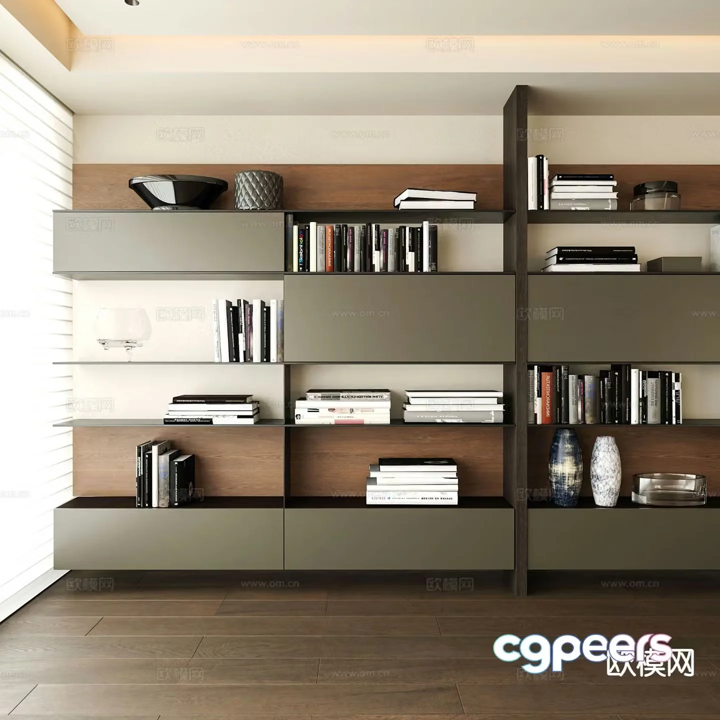Modern bookcase bookshelf 3d model