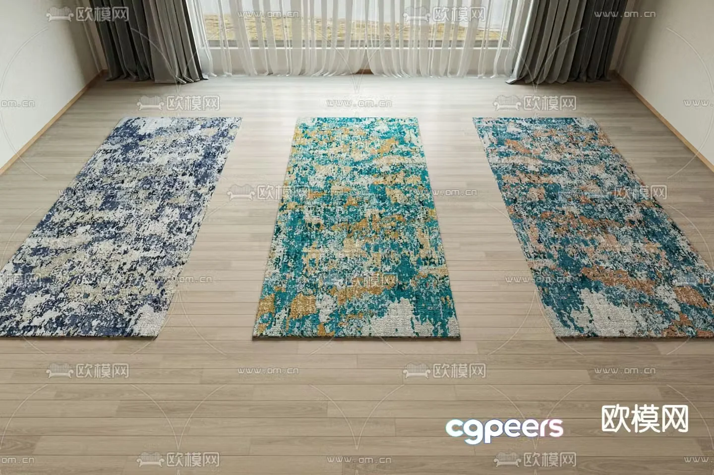 Minotti modern strip fabric carpet 3d model