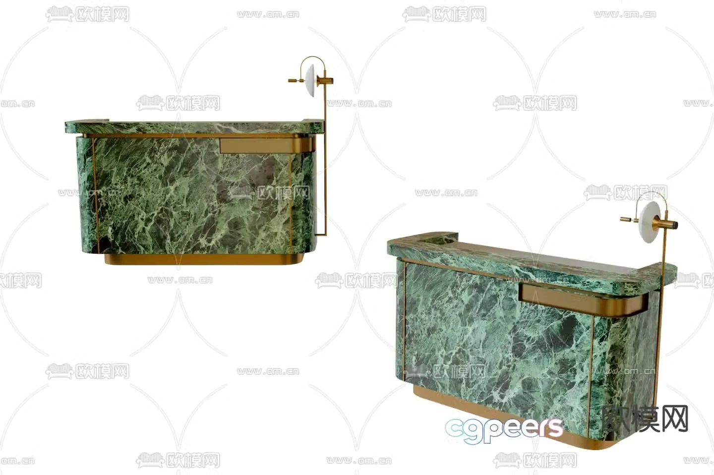 Light luxury reception desk service desk 3D model