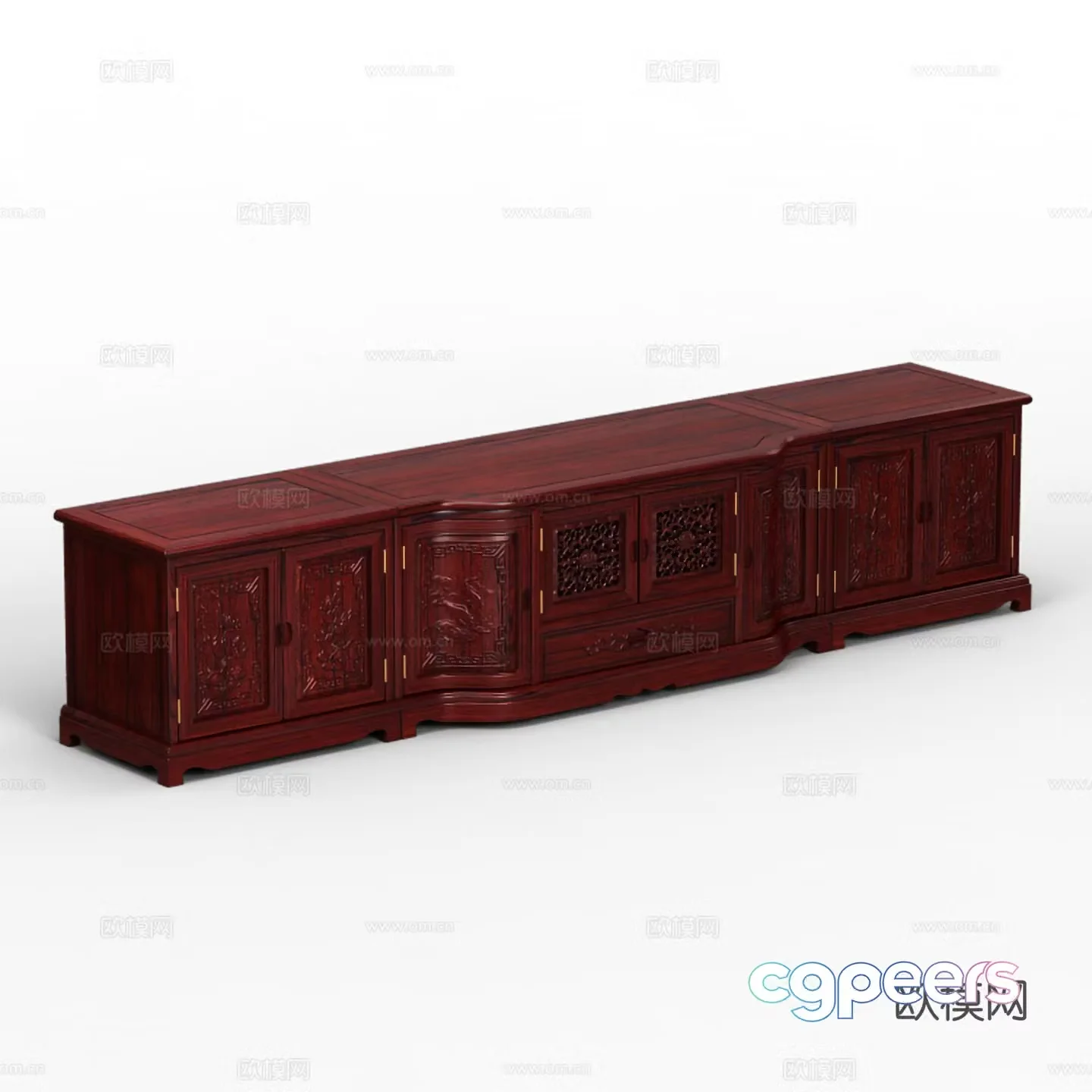 Chinese TV cabinet carved shape clasped hands solid wood mahogany 3D model
