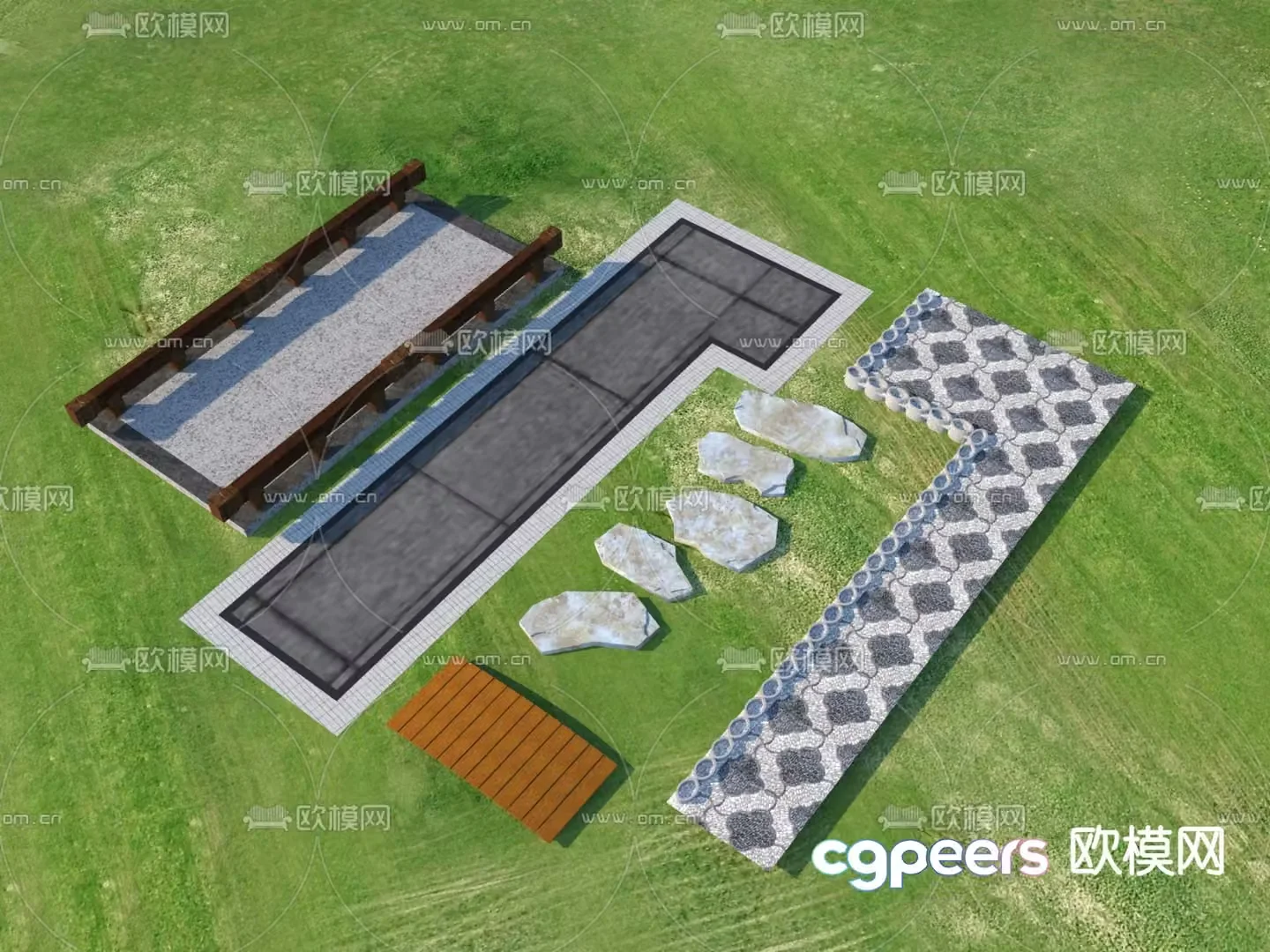 Landscape Garden Road Tingbu Park Tingbu 3D model