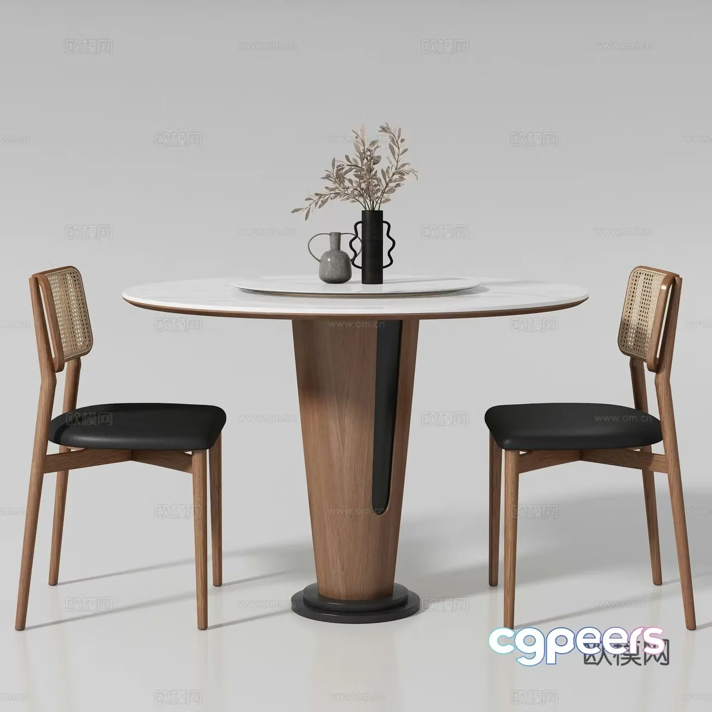 Modern dining table and chair 3d model