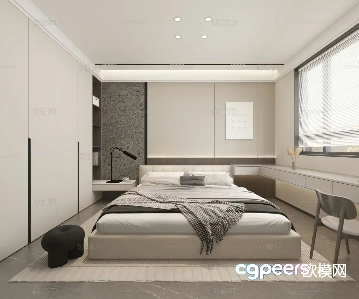 Modern second bedroom bedroom 3d model