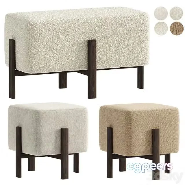 3ds Max Free – Pouf, Emmy bench from iModern