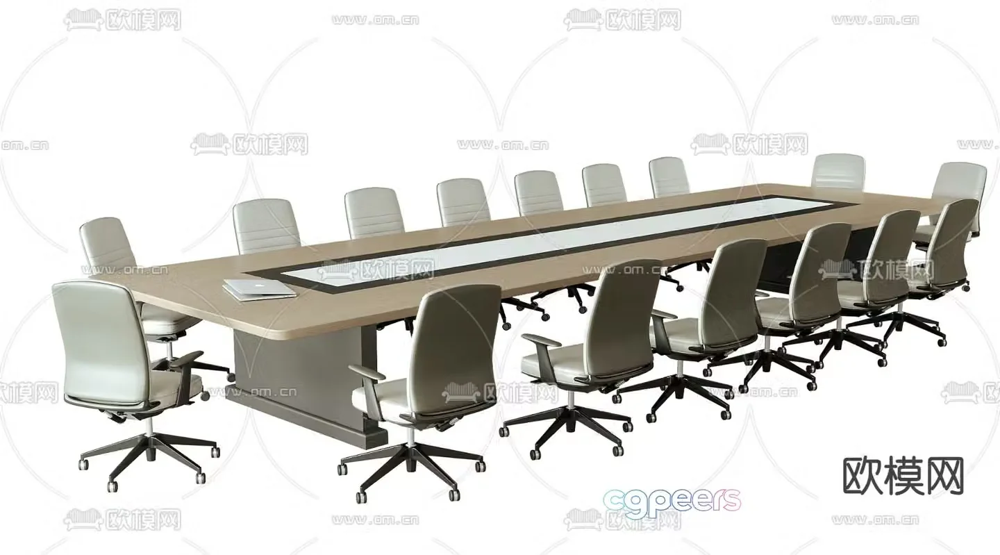Modern conference table and chairs 3d model
