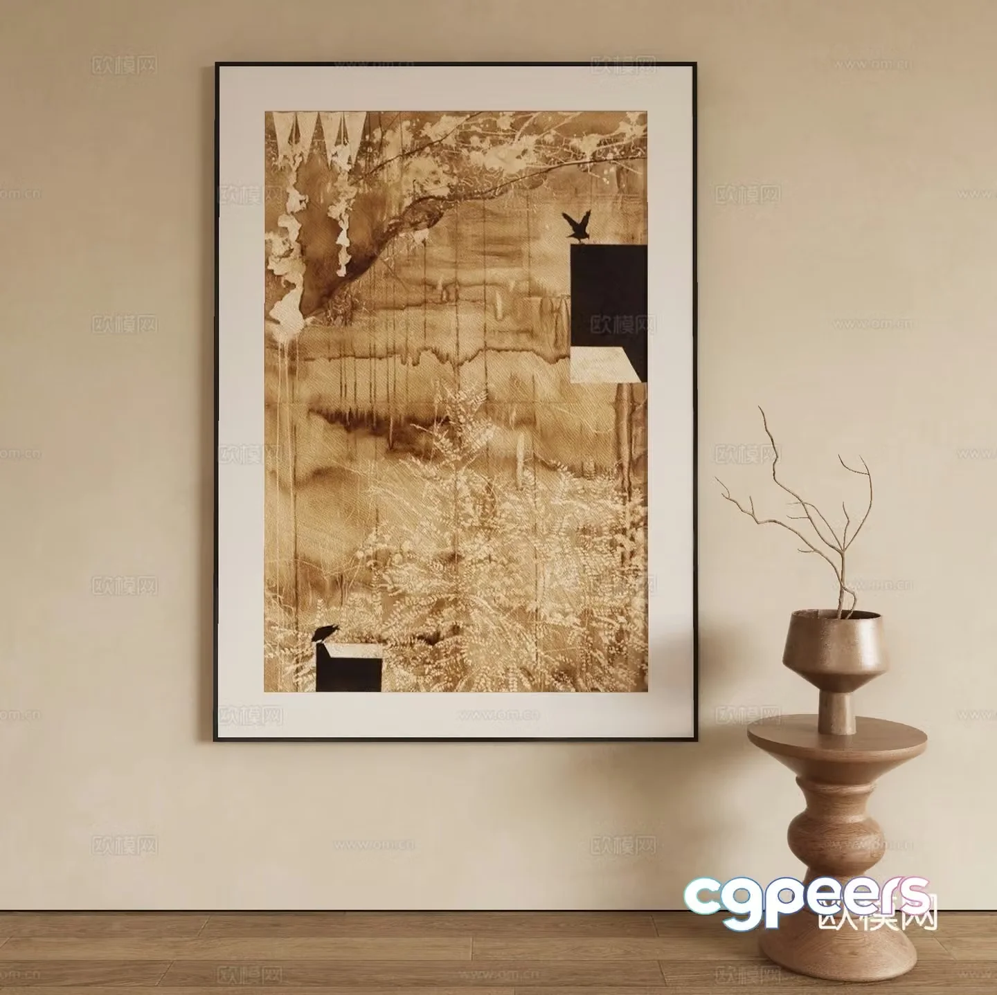 Wabi-sabi texture painting decorative painting 3d model
