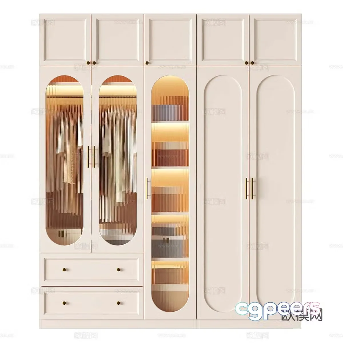 Modern creamy door wardrobe 3d model