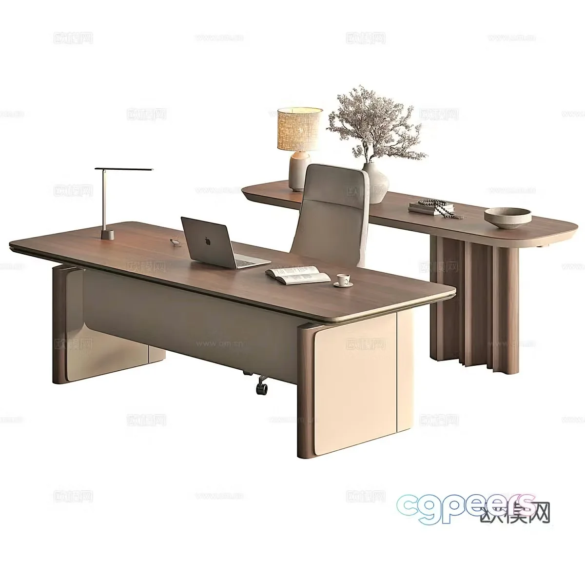 Office desk chair Solid wood office desk Solid wood office chair Office bill Office supplies Office electricity 3D model