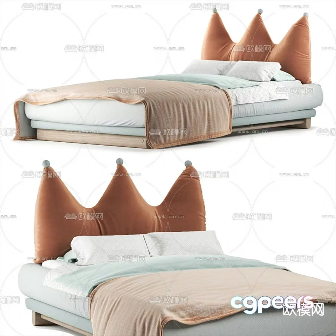 Modern fabric children’s bed 3d model