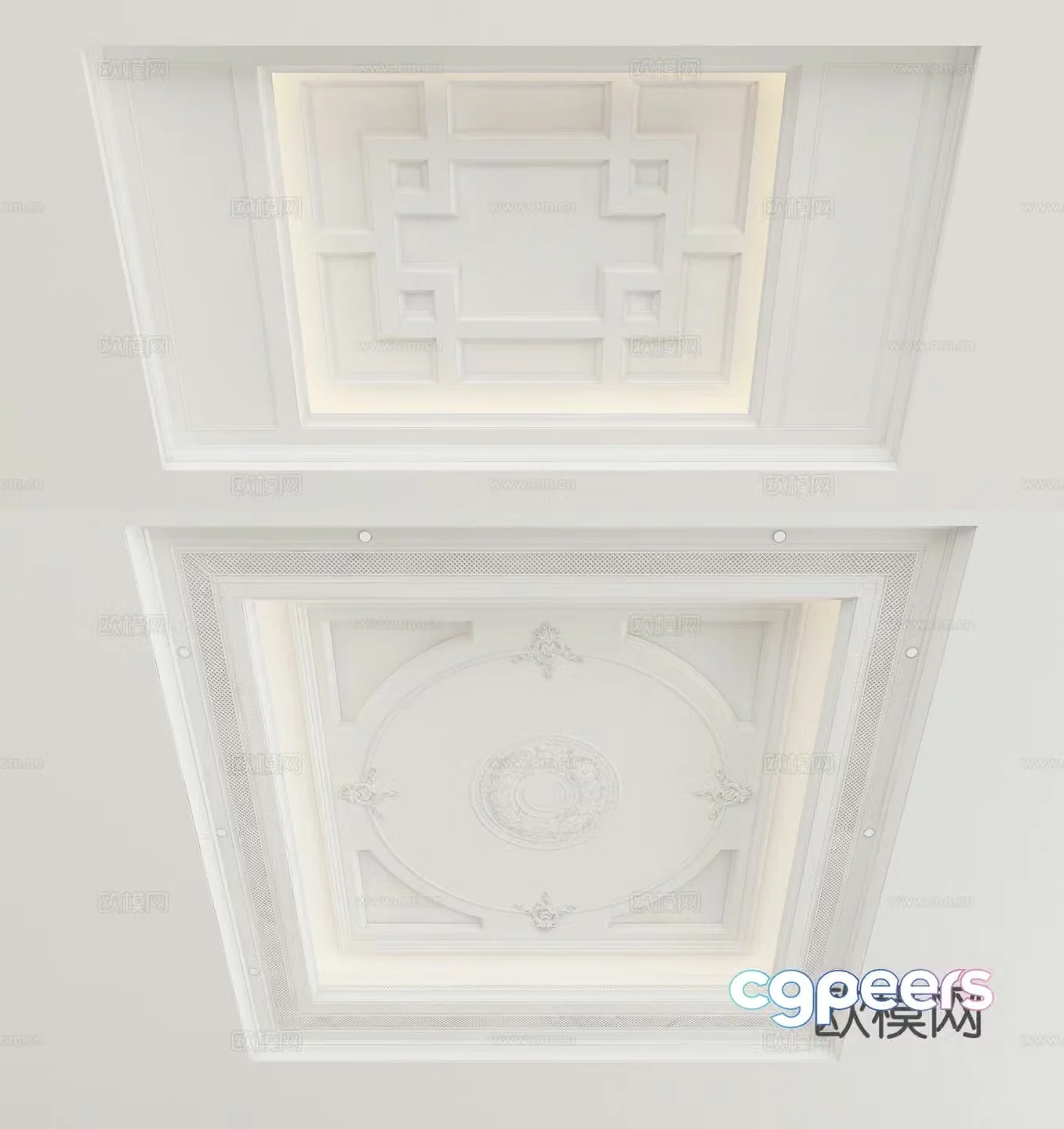 European style ceiling gypsum carved ceiling 3D model