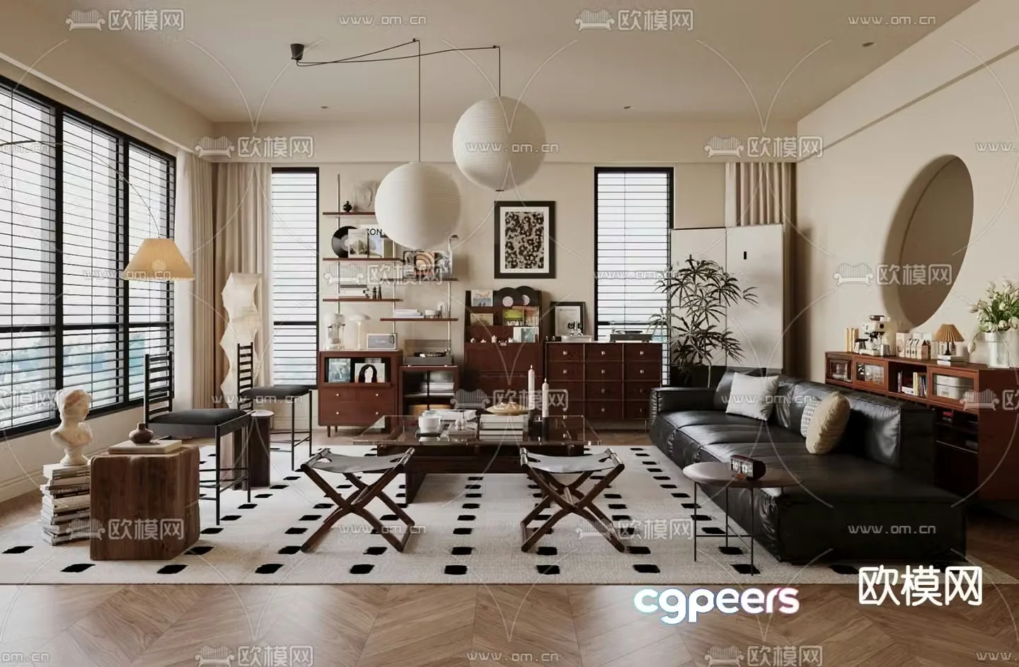Middle-aged living room 3d model