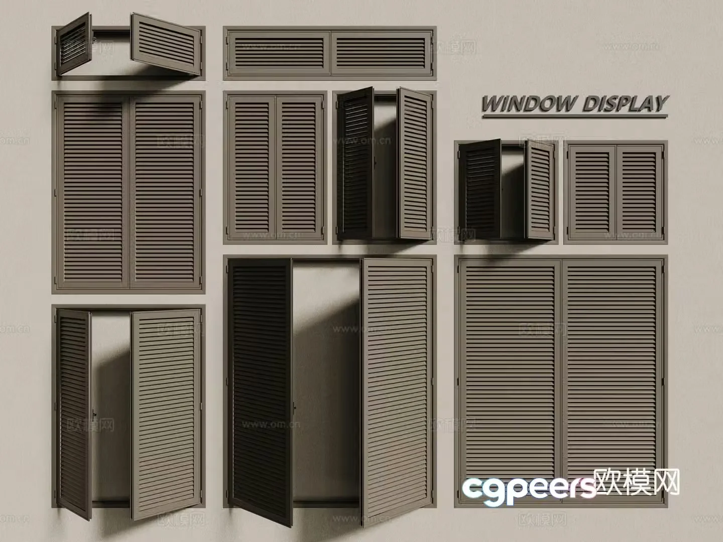 modern windows blinds casement windows wooden windows 3d model