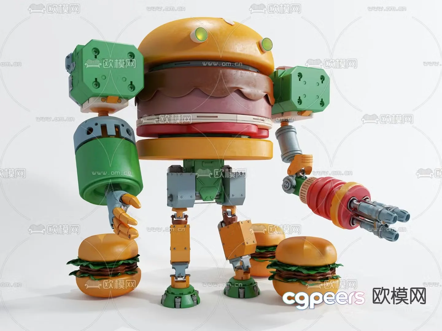 Modern burger robot toy 3d model