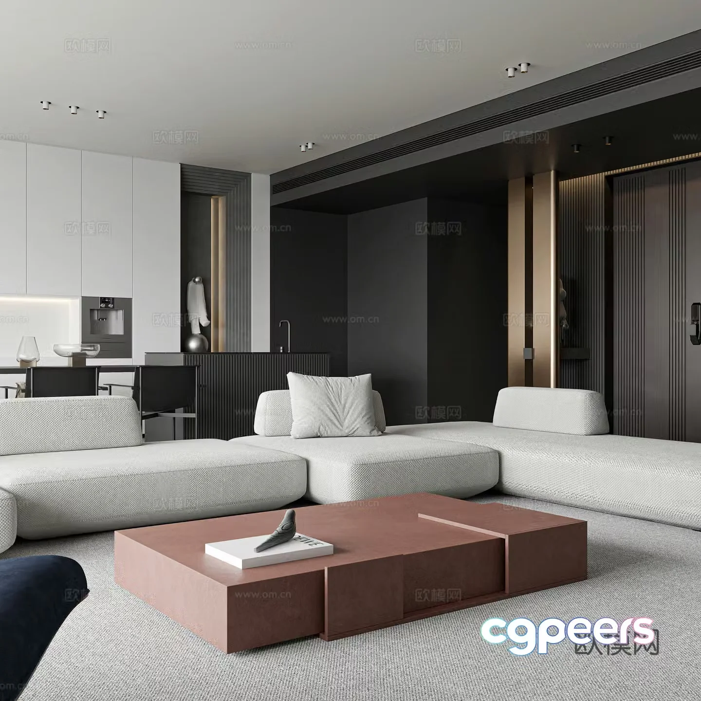Modern Living Room 3D Model – 4091 – VRAY Render