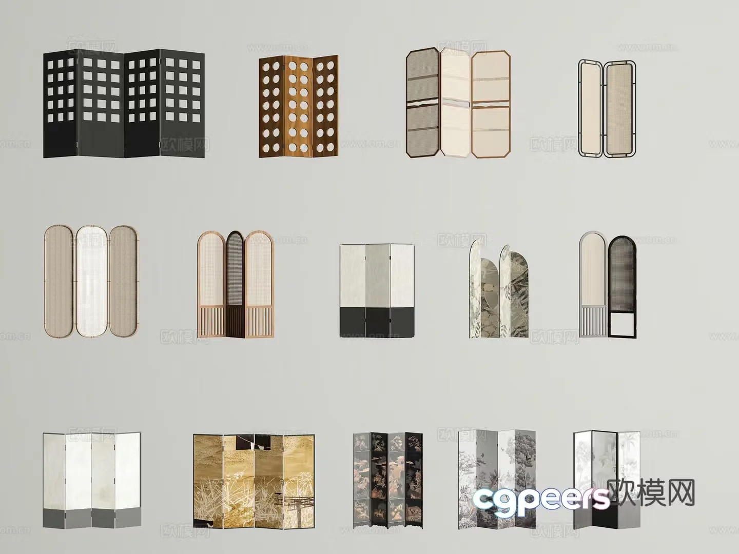 French screen French retro screen foldable screen wooden screen retro screen 3d model