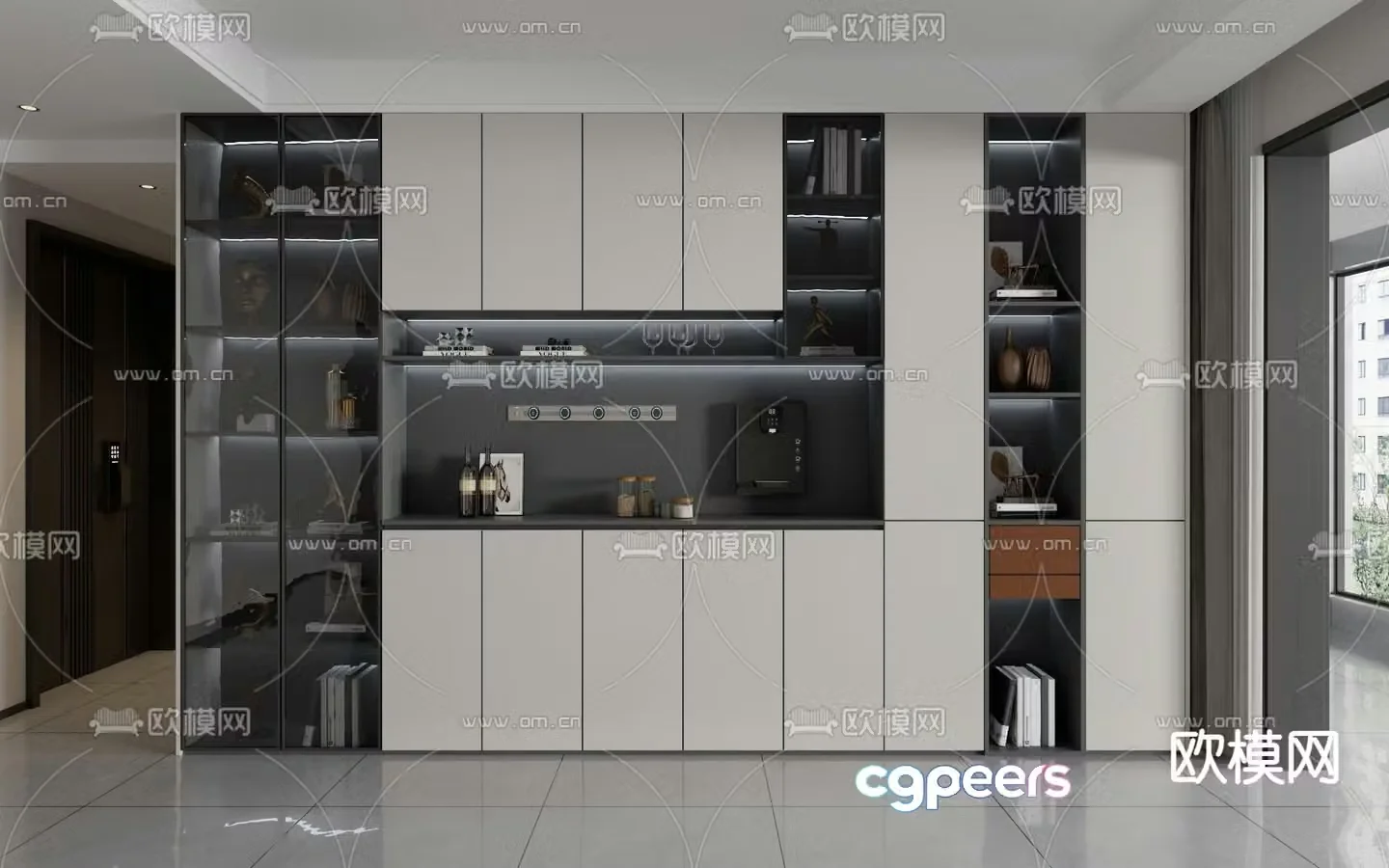Modern sideboard integrated cabinet 3d model