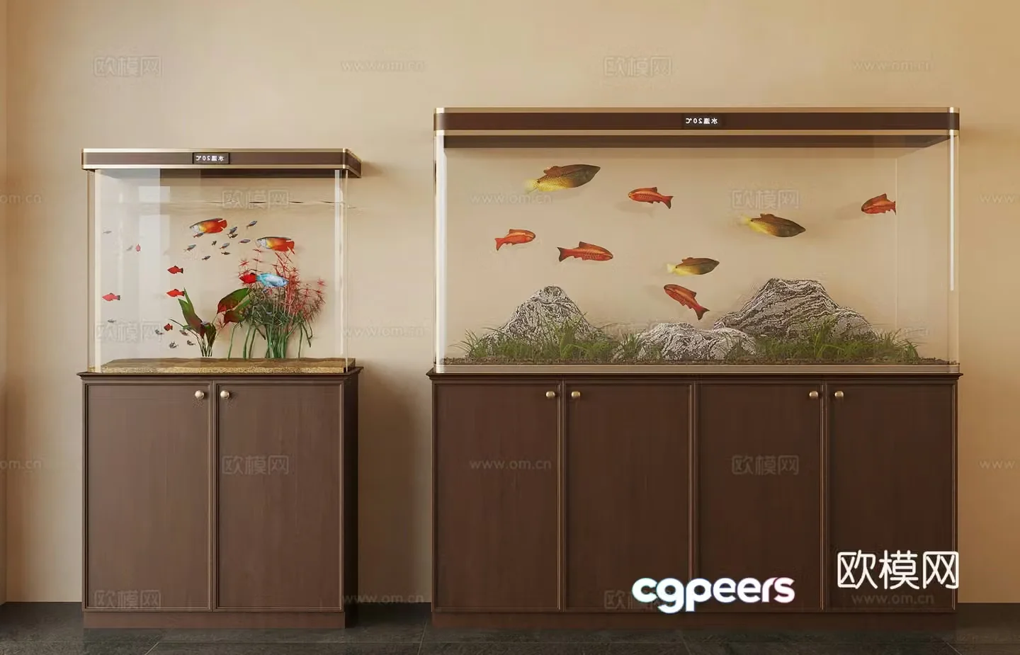 New Chinese fish tank aquarium 3D model