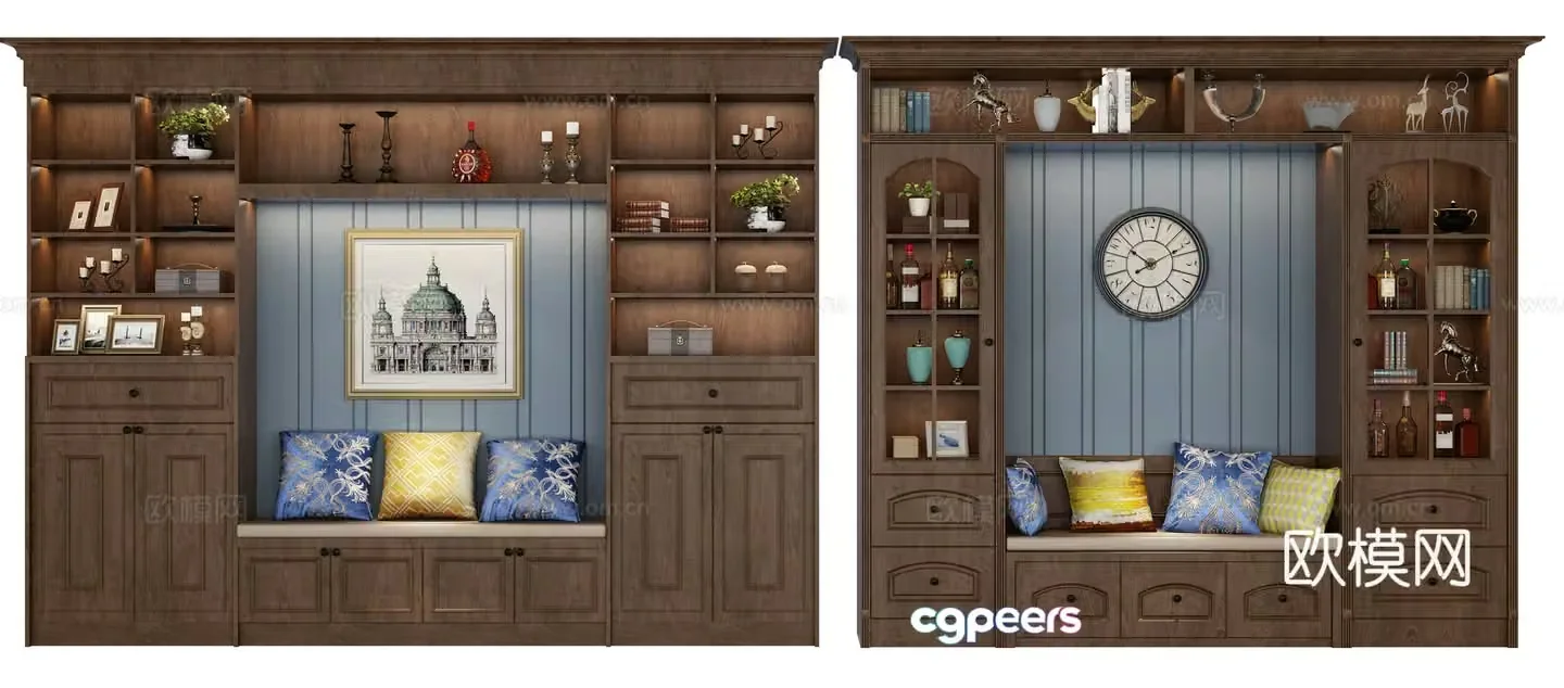 American style deck wine cabinet combination 3D model