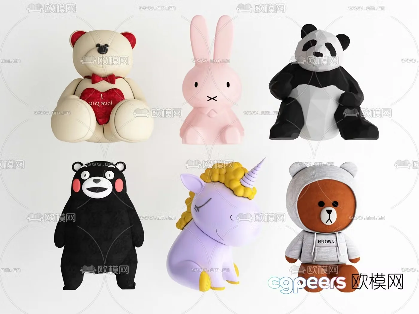 Modern children’s animal figurine doll 3d model