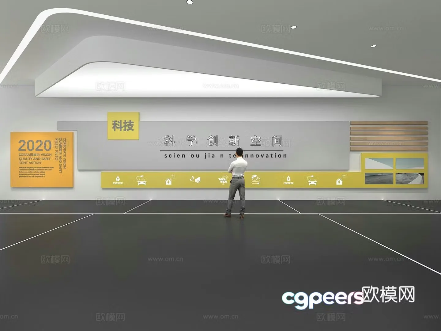 Cultural wall Corporate culture wall Education Theme wall Exhibition hall Campus culture Corridor 3D model