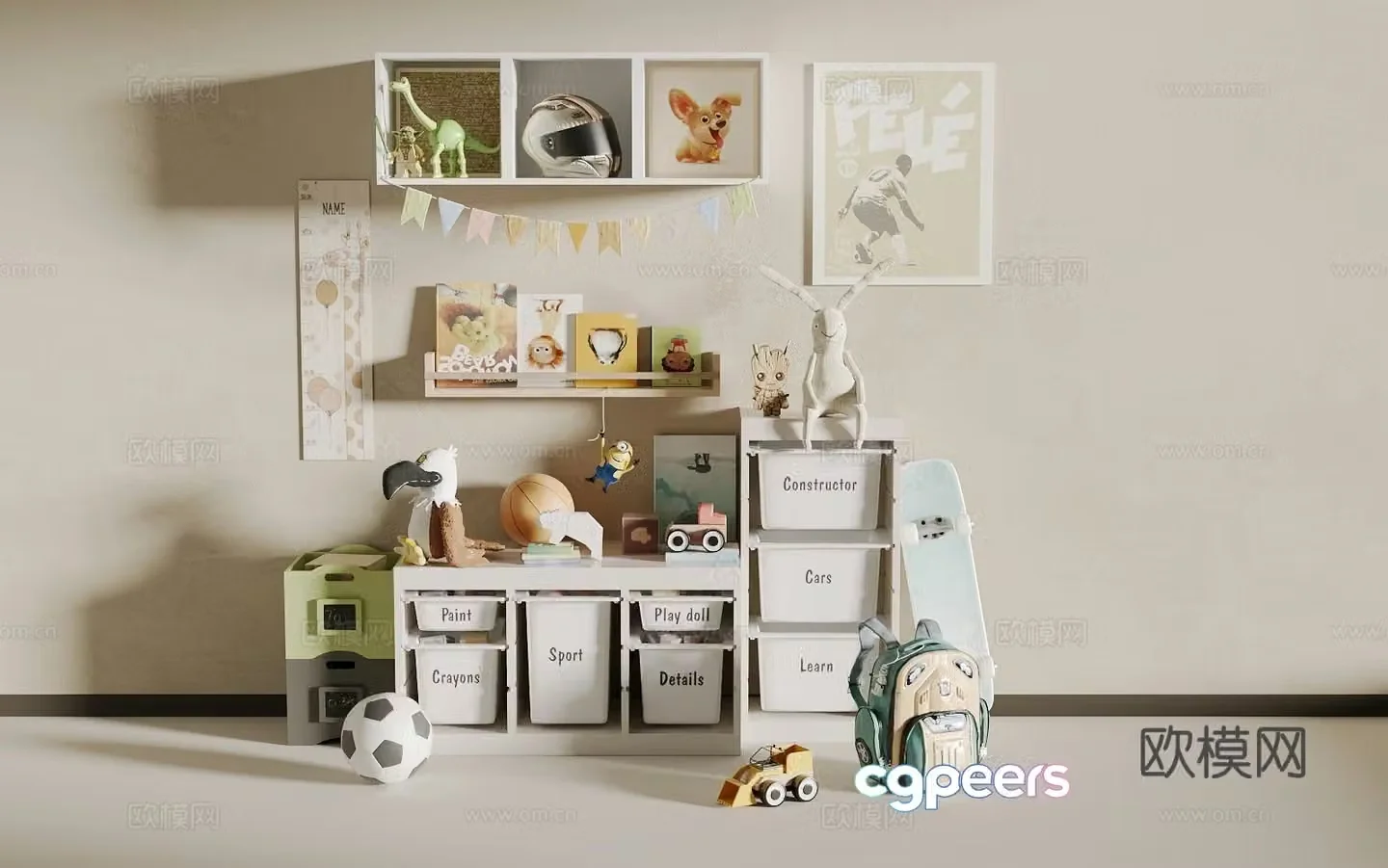 Children’s bookshelf 3d model