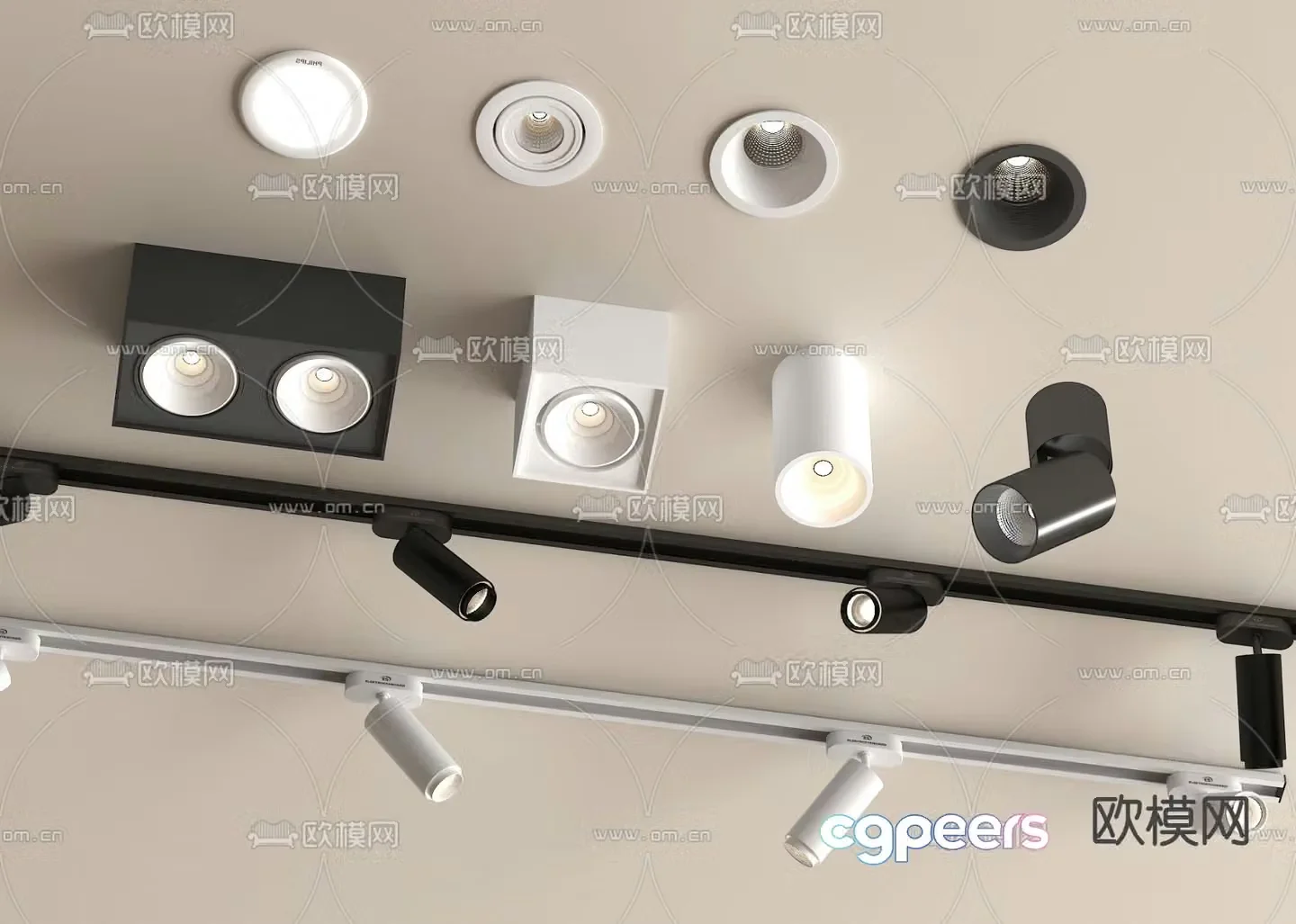 Surface-mounted downlight recessed spotlight magnetic light track light 3D model