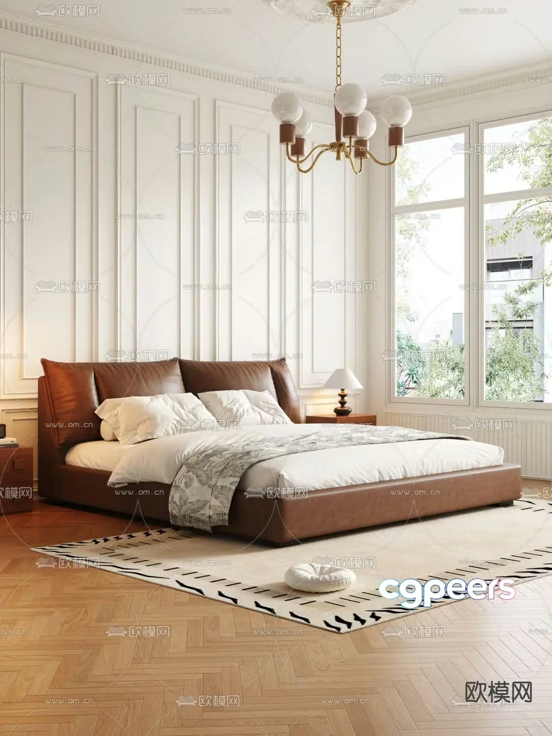 Medieval style double bed 3d model