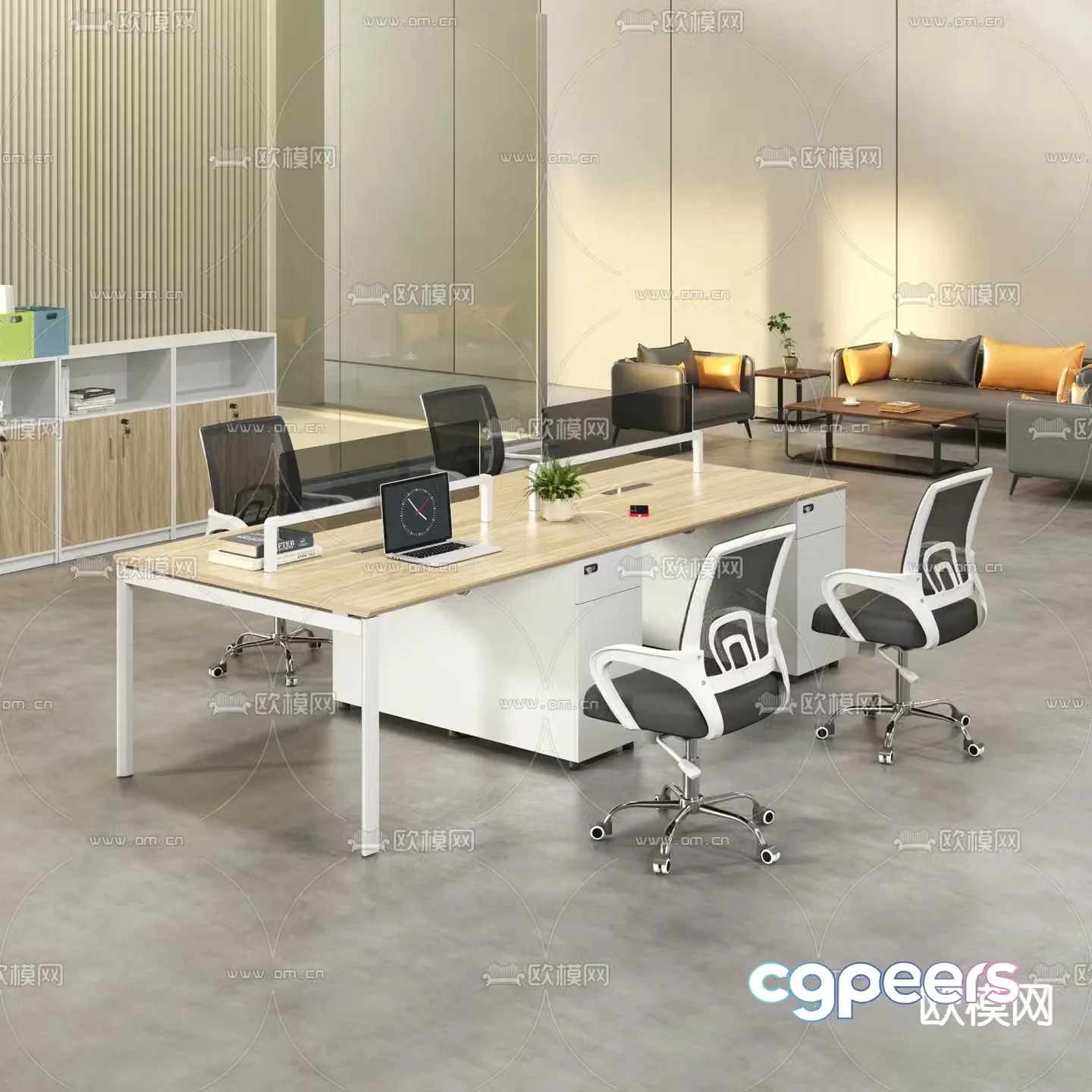 Office desk chair work station card space 3D model