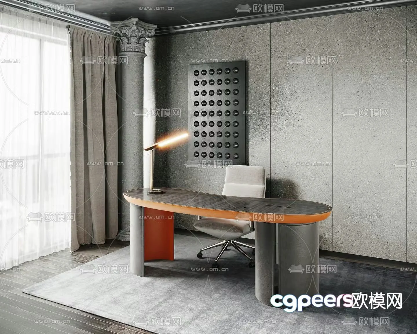 Flexform desk chair desk 3d model