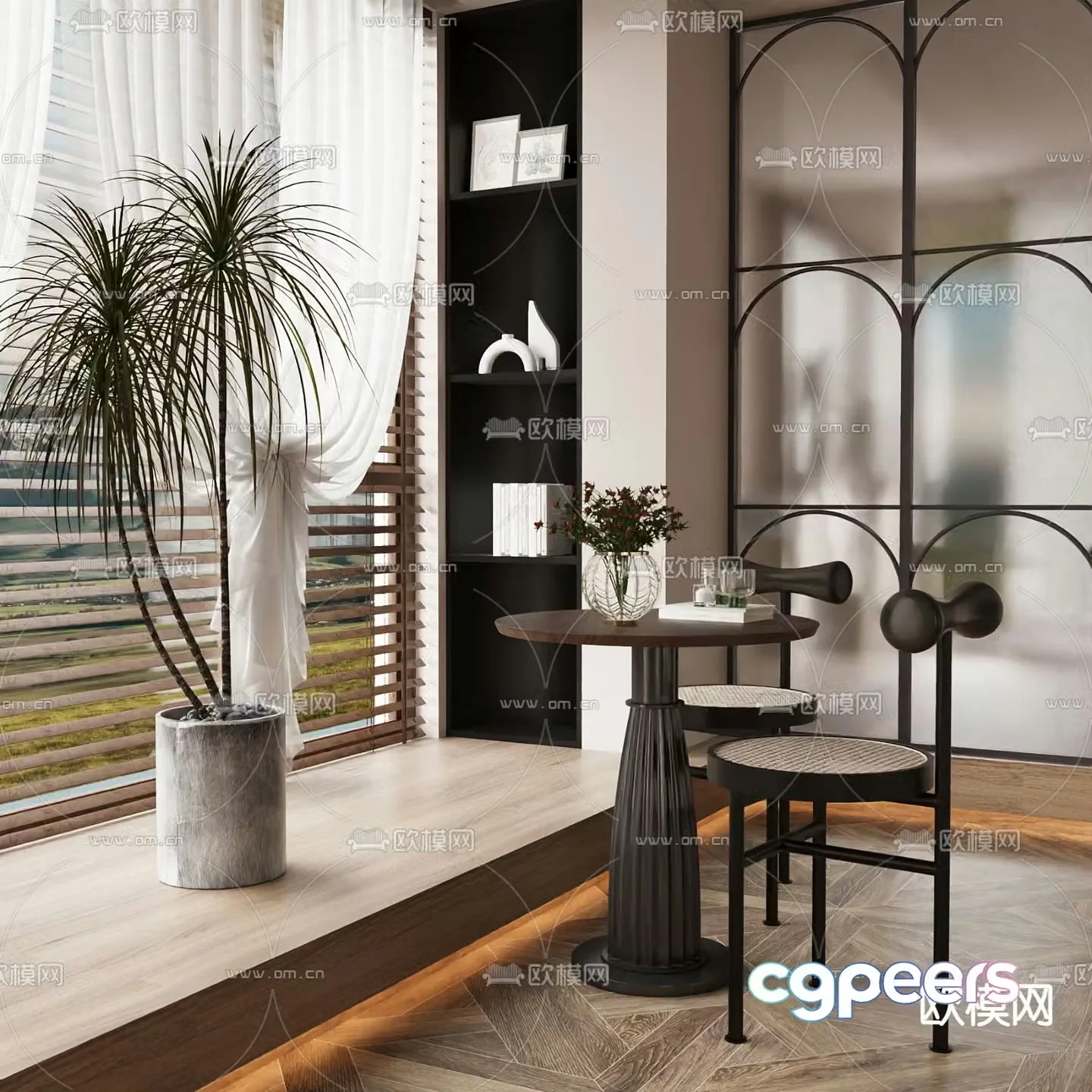 Medieval style leisure area leisure tables and chairs 3D model
