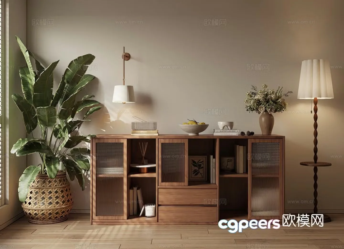 Medieval style low cabinet chest of drawers decorative cabinet 3D model