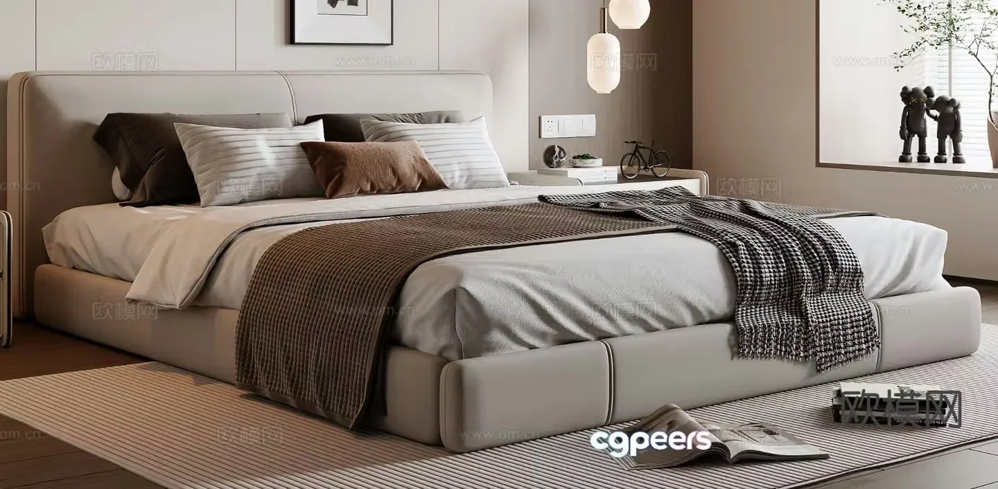 Italian double bed 3d model