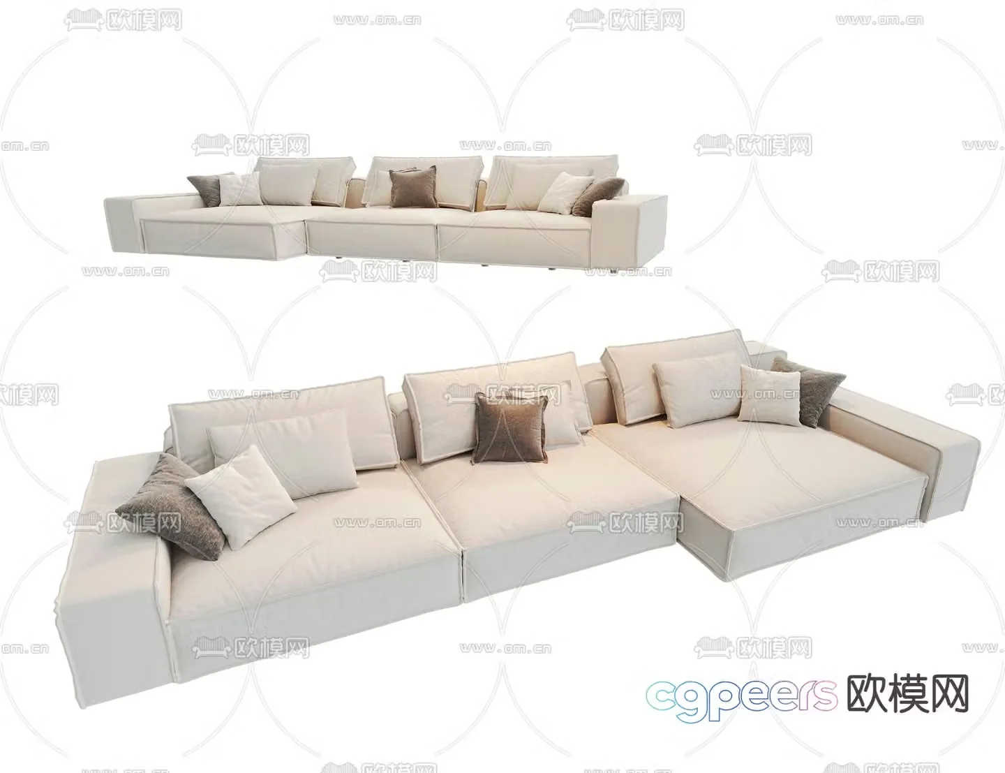 multi-person sofa corner sofa 3d model
