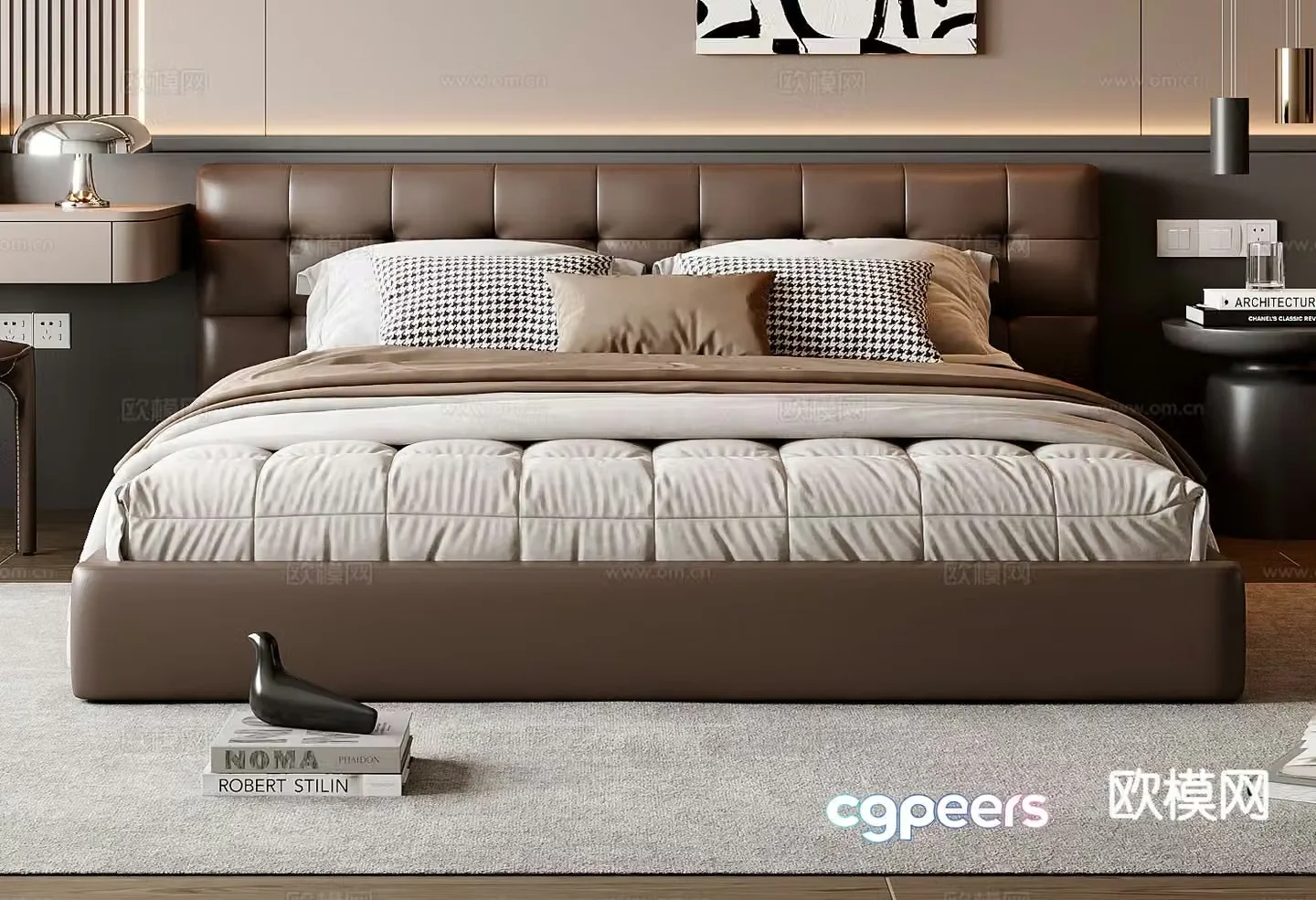 Italian double bed 3d model