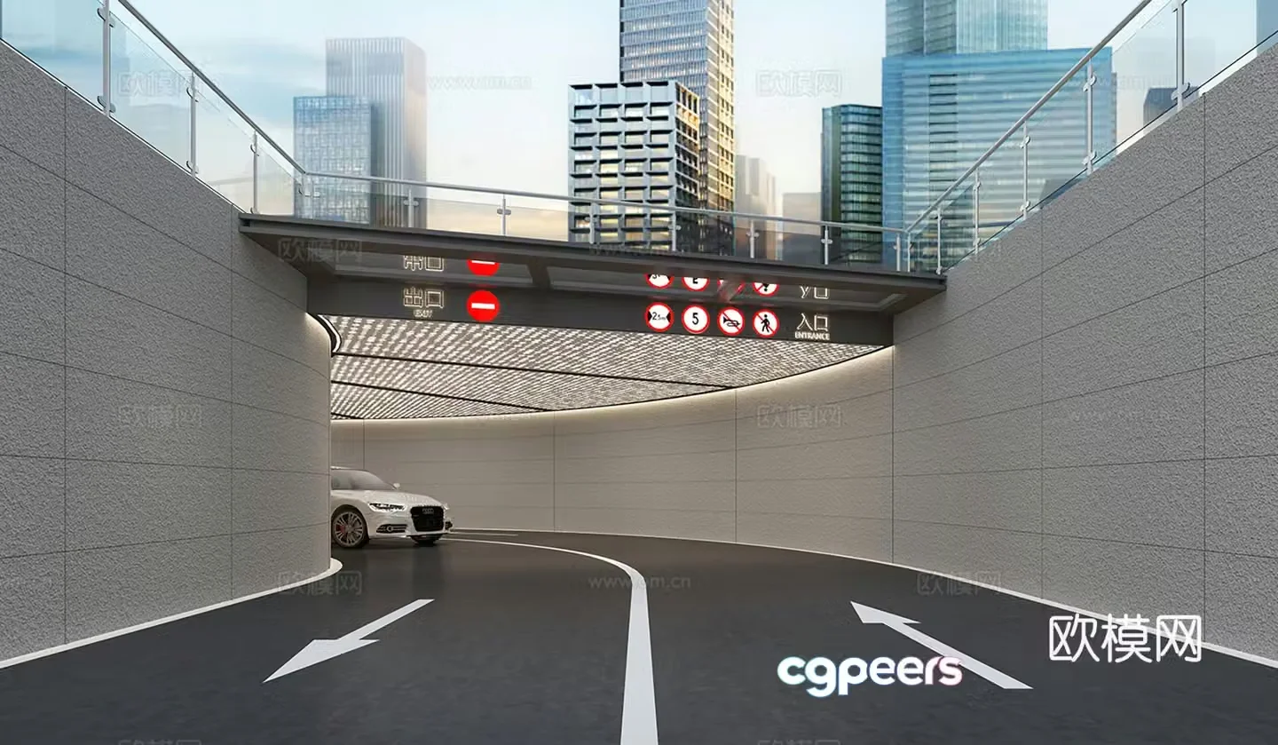 Parking lot entrance 3d model